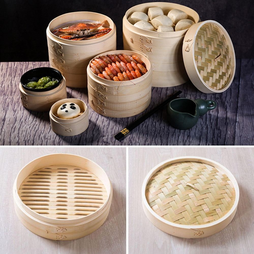 Bao Steamer Bamboo - Bamboo Steamer Basket with Lid Dumpling