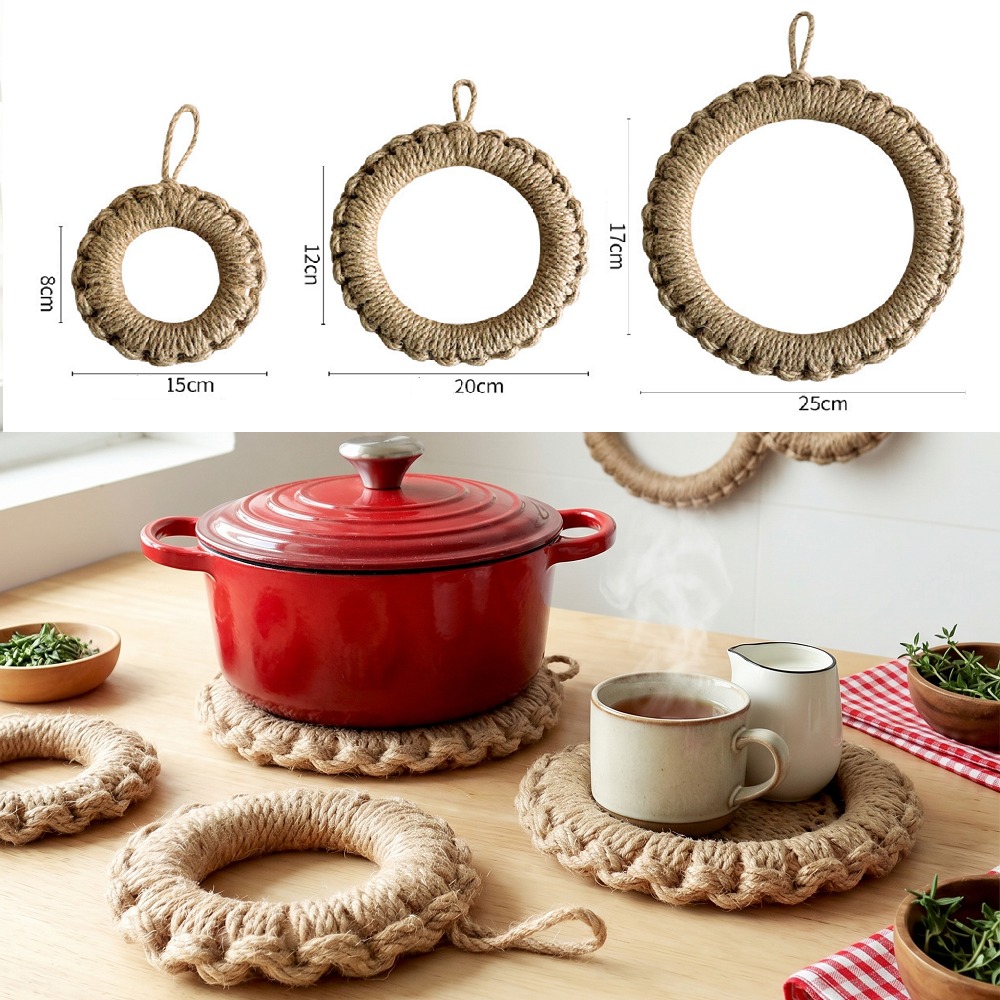 Cast Iron Corn - 2Pcs Rustic Jute Woven Trivets Boho