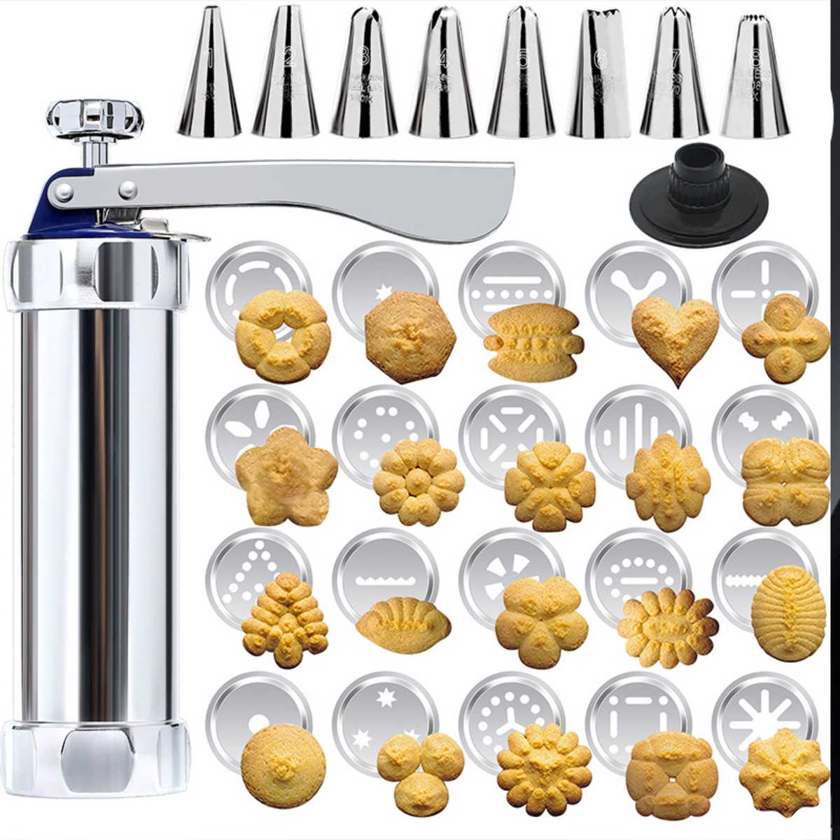 Churros Maker Gun - Stainless Steel Cookie Press Kit with
