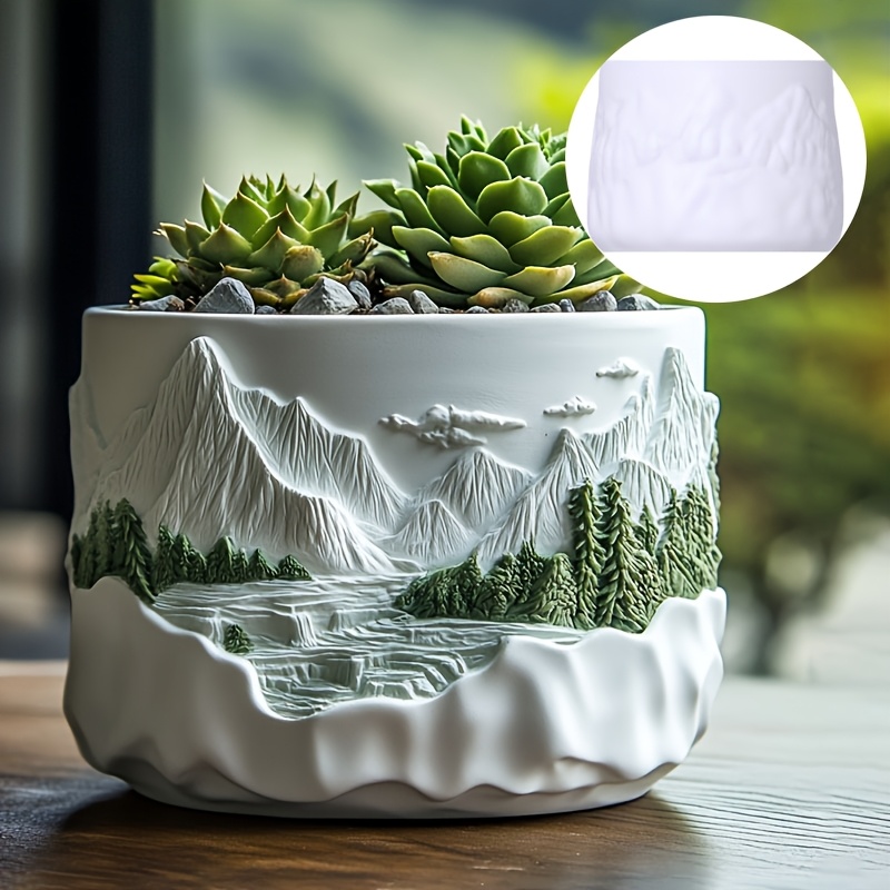 Potsticker Mold - Mountain relief succulent plant flowerpot resin
