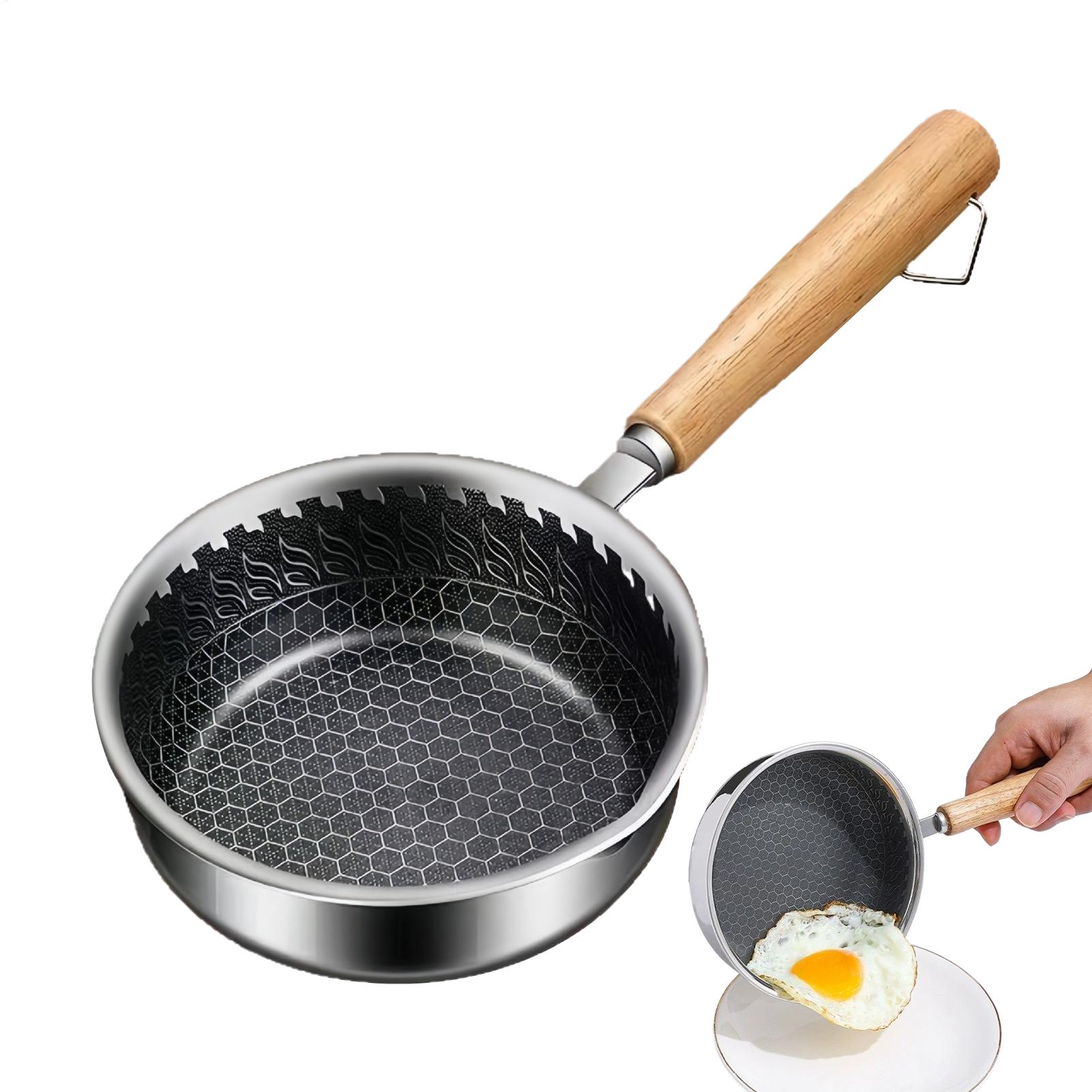 Egg Waffle Pan - Nonstick Mini Frying Pan Wooden Handle