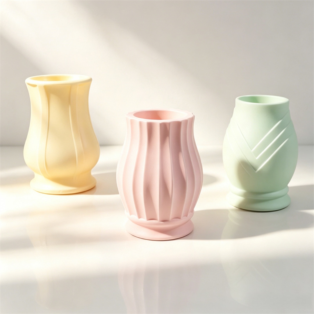 Potsticker Mold - Embossed Pattern Curved Vase Silicone Mold