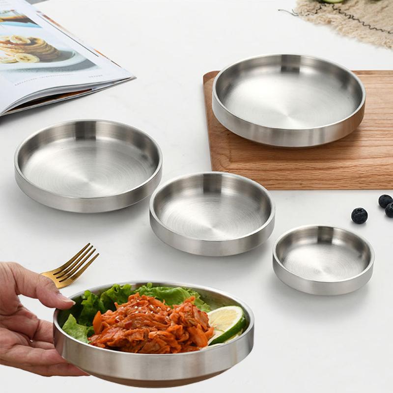 Dim Sum Basket - Flat bottomed stainless steel plate, thickened