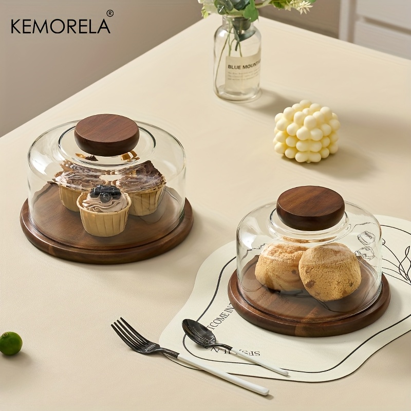Dim Sum Basket - 1PCS Round Wooden Cake Stand with