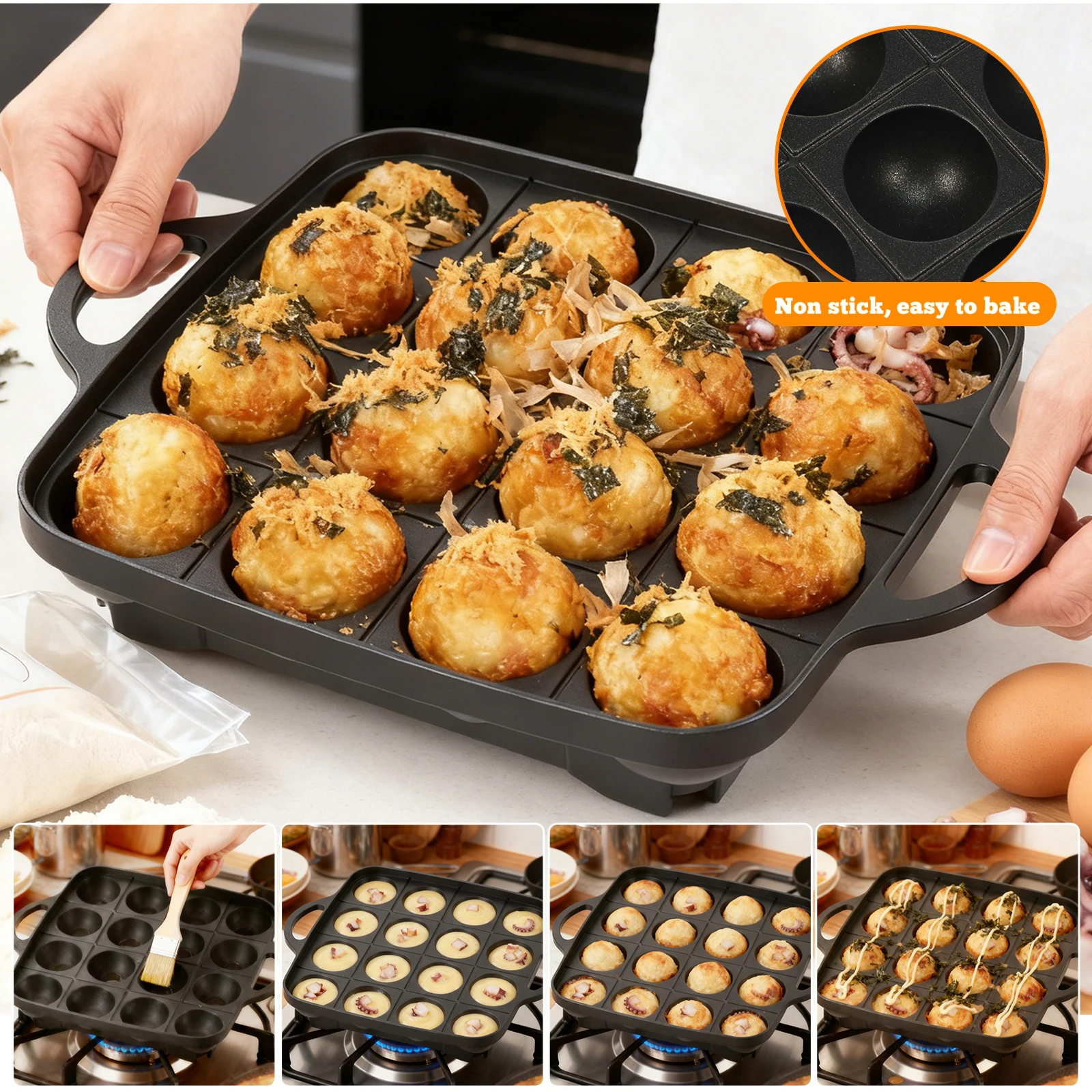 16 Holes Takoyaki Pan Cast Alu - огляд і ціна Takoyaki Grill Plate