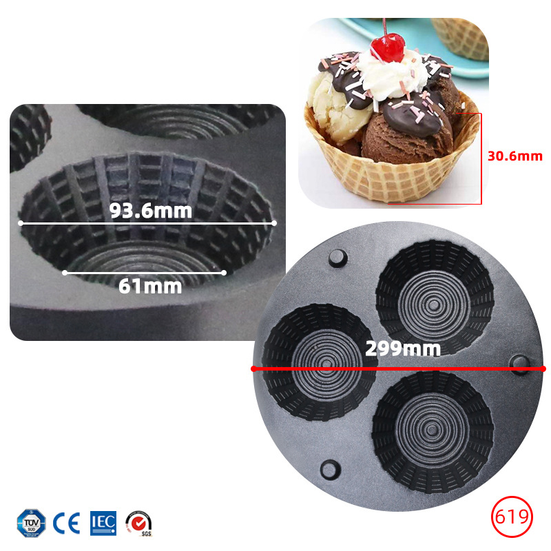 Commercial Triple-Hole Ice Cre - огляд і ціна Waffle Cone Maker