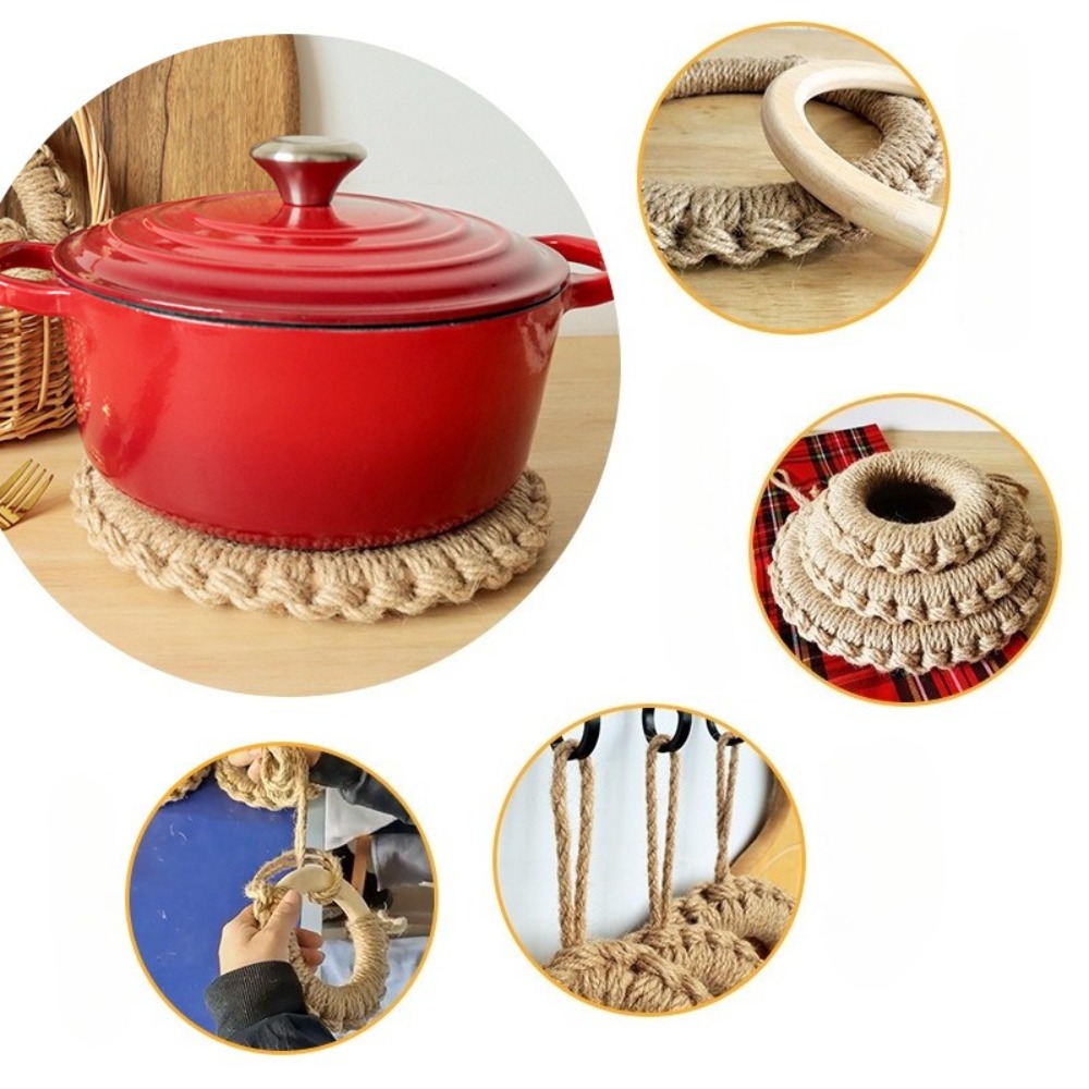 2Pcs Rustic Jute Woven Trivets - огляд і ціна Cast Iron Corn