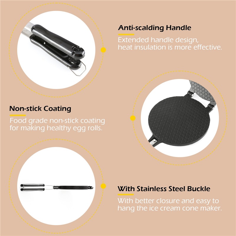 22cm Non-Stick Egg Roll Waffle - огляд і ціна Waffle Cone Maker
