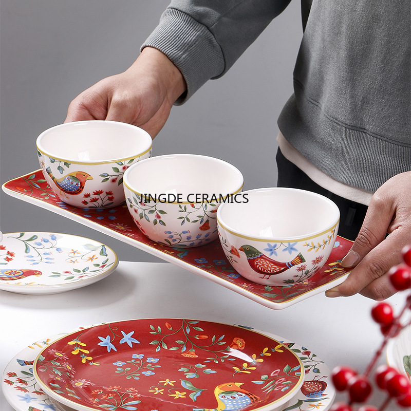 1pc European Ceramic Red Flowe - огляд і ціна Dim Sum Basket