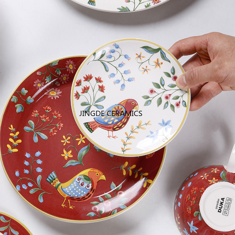 1pc European Ceramic Red Flowe - огляд і ціна Dim Sum Basket
